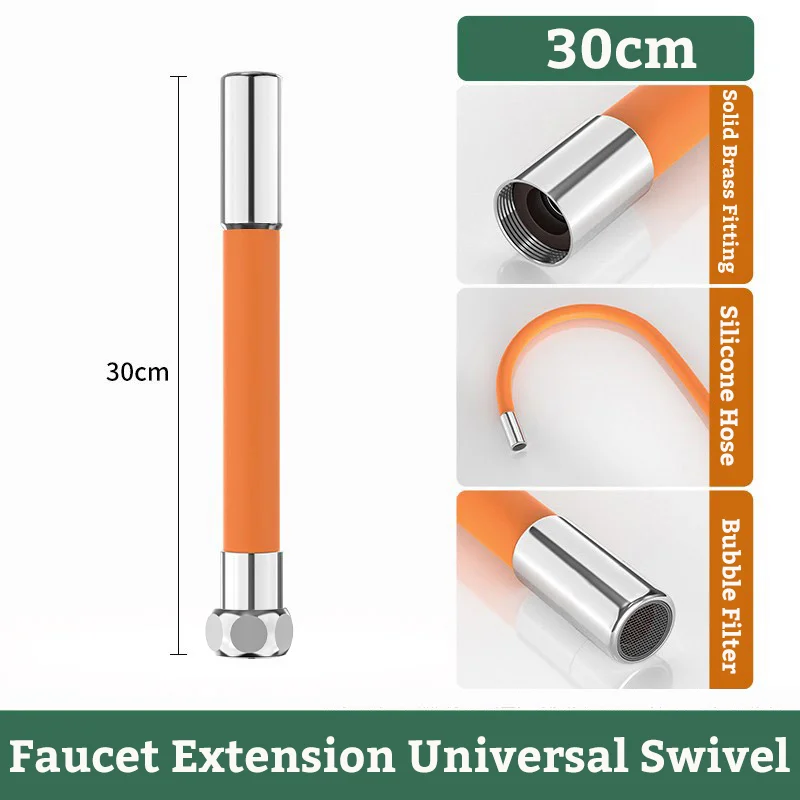 360 °   Extension de robinet rotatif Orange, protection contre les éclaboussures de cuisine, adaptateur pivotant en Silicone, aérateur, connecteur rotatif, tuyau Flexible