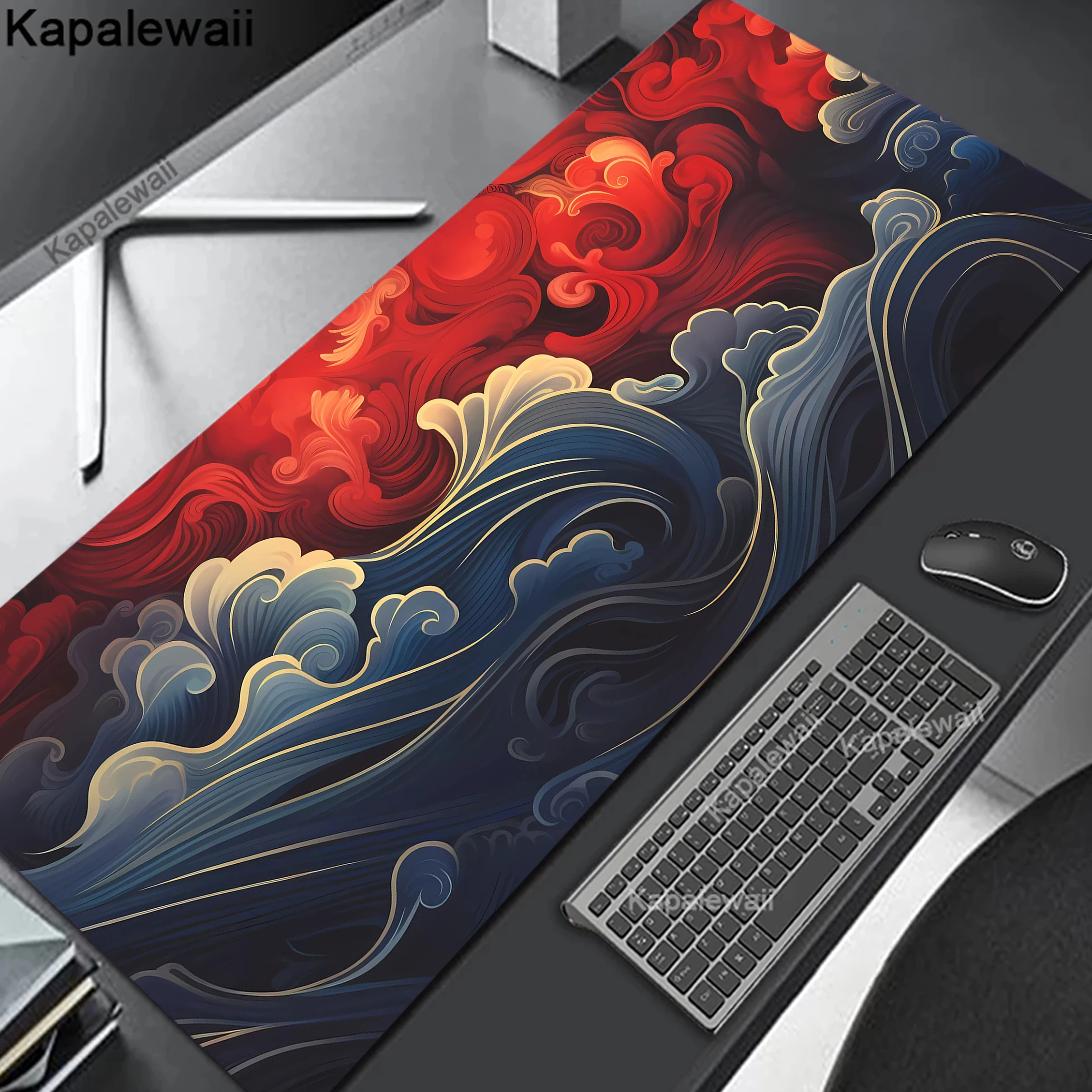 

Mouse Pad Gaming Pc Accessories Laptop Computer Great Wave Art Pc Gamer Anti-slip Keyboard Desk Mat Big Mousepad Gift 900x400mm