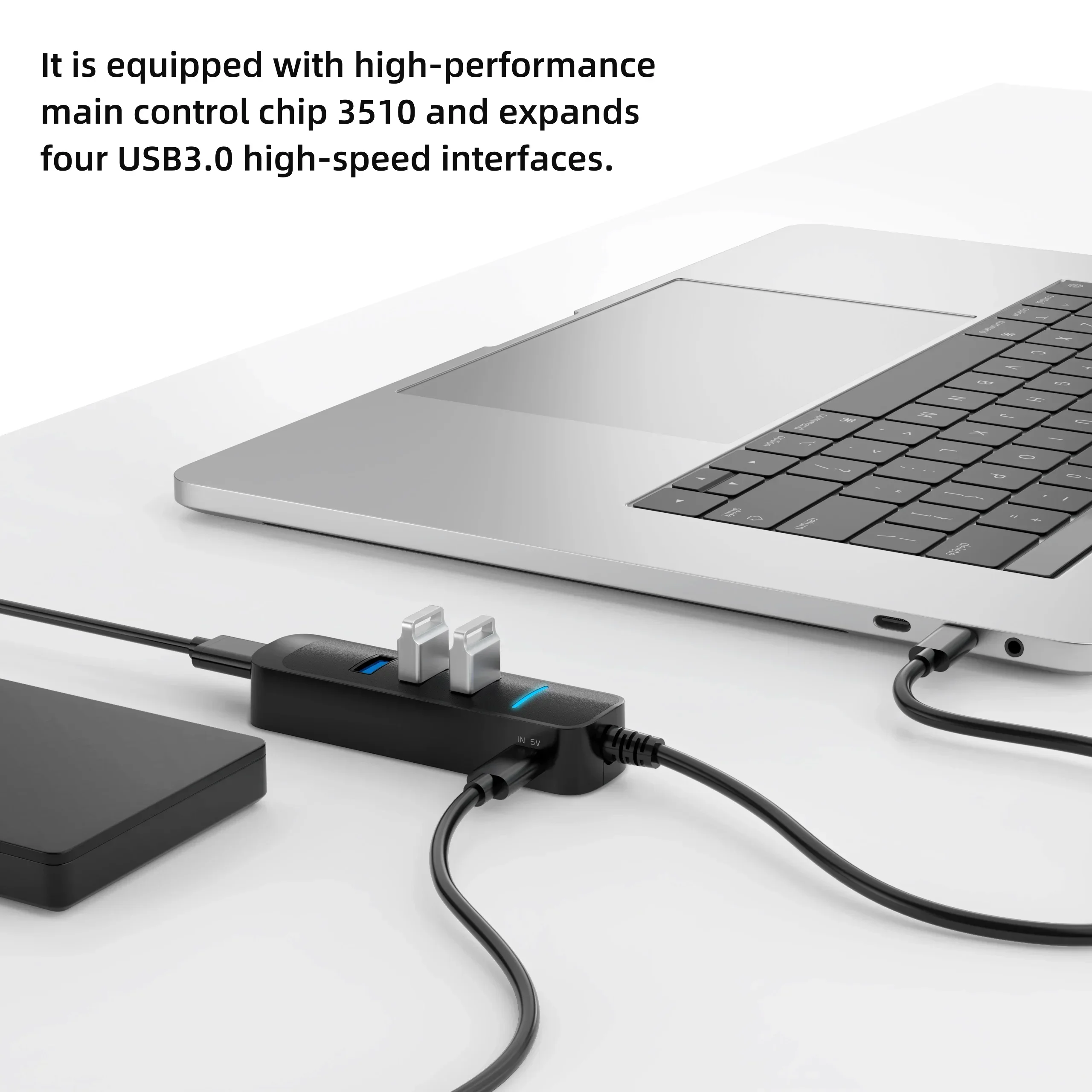 4 Ports USB 3.0 Hub With Power Adapter Multi USB Splitter Hub For Computer Accessories Multiple Expander USB2.0 Type C HUB
