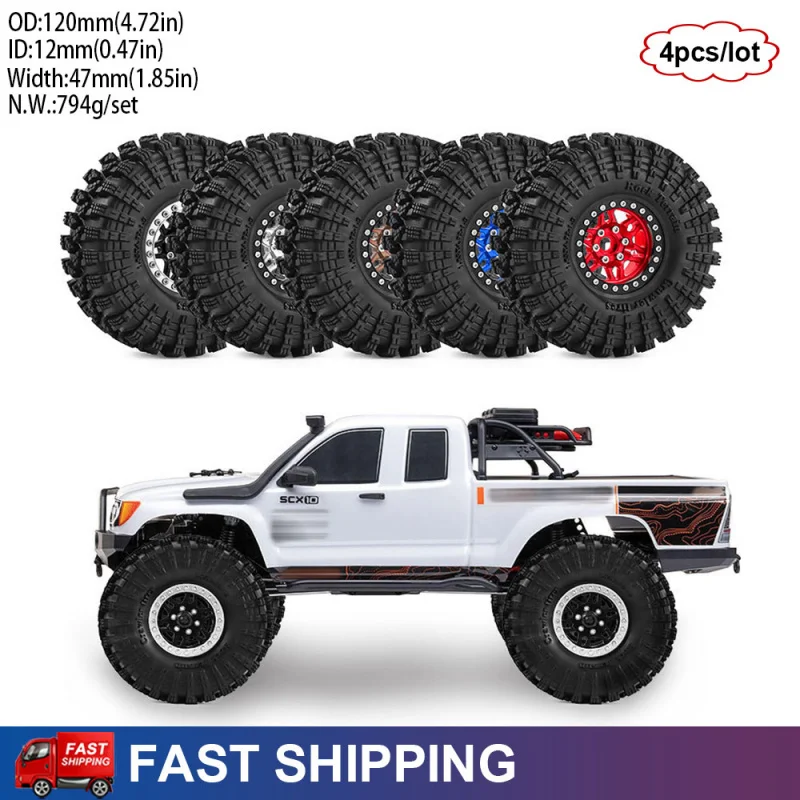 

4PCS 1.9" Metal RC Crawler Tires Wheel Rim For 1/10 Traxxas TRX4 TRX6 SCX10 II III Axial 90046 Axi03007 Upgrade Parts