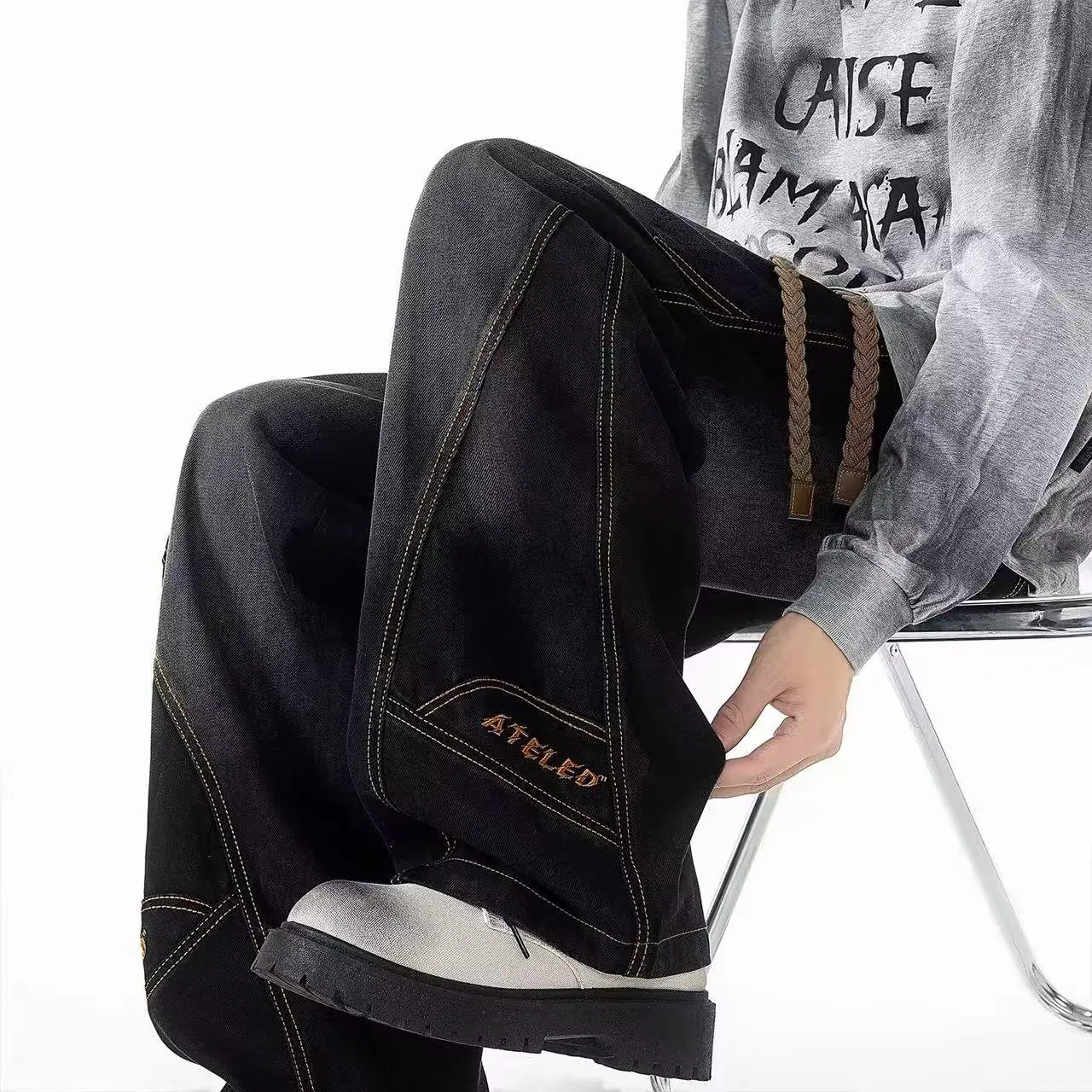 

Высококачественные классические универсальные осенние однотонные джинсы премиум-класса для мужчин с эластичностью, повседневным кроем, облегающим кроем и длинными брюками