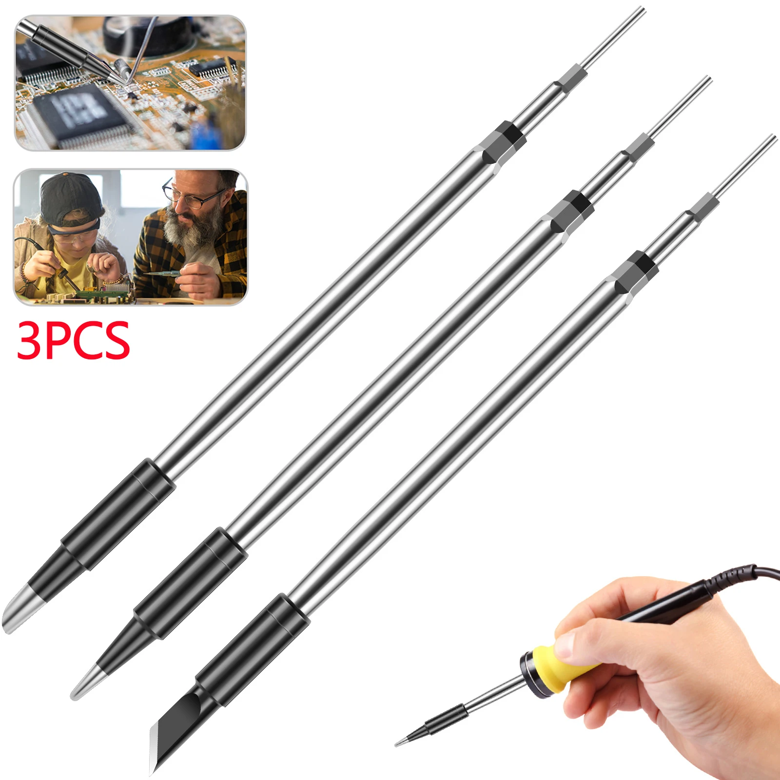 3 шт. сменный набор паяльных жал, металлический припой, сварочное жало, сменный портативный паяльник, сварочное жало, инструмент для сварочной головки