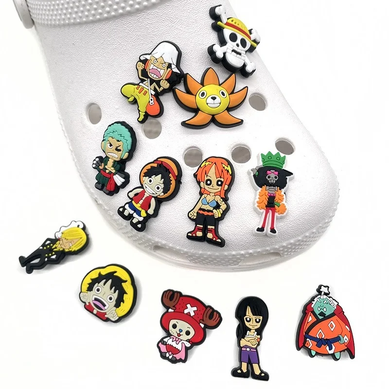 1pcs PVC Shoe Charms Monkey D. LuffyShoe Accessories Cartoon One Piece Shoe Decoration for croc jibz Kid's Party X-mas Gift