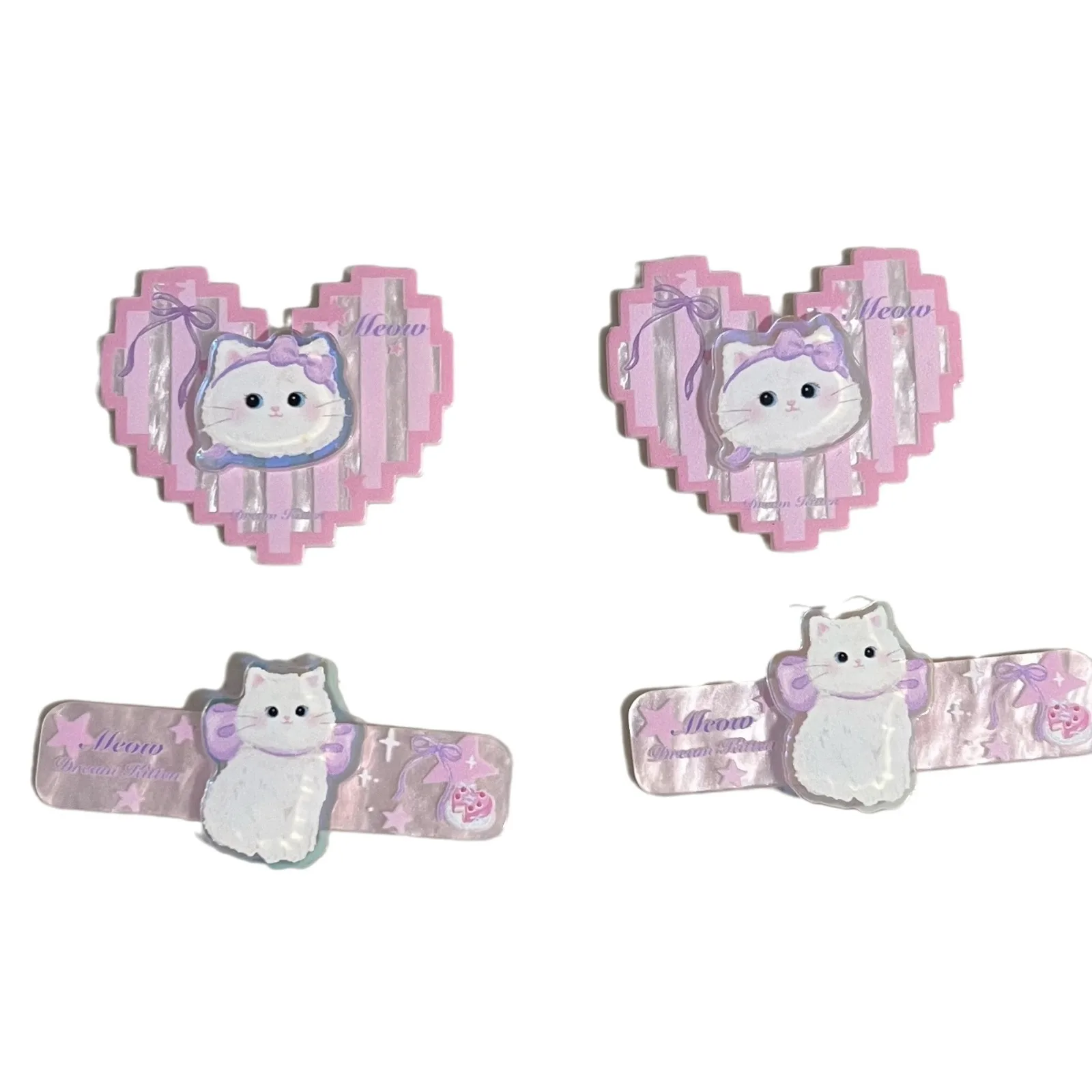 2pcs miniso cute pink cat love series cartoon acrylic flatback cabochons diy crafts materials jewelry making charms