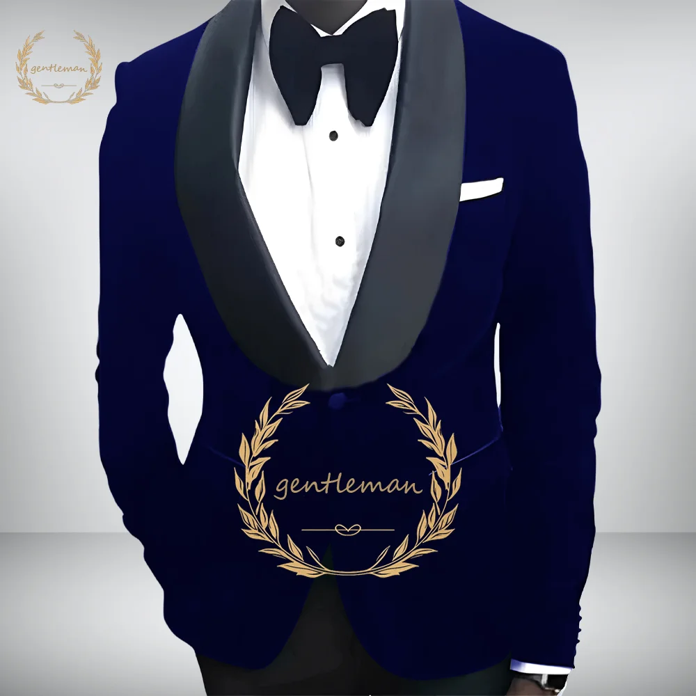 

Luxury Velvet Jacket Suit 2PC Set with Classic Trousers Office to Evening Wear Premium Fabric Combination Custom Fit