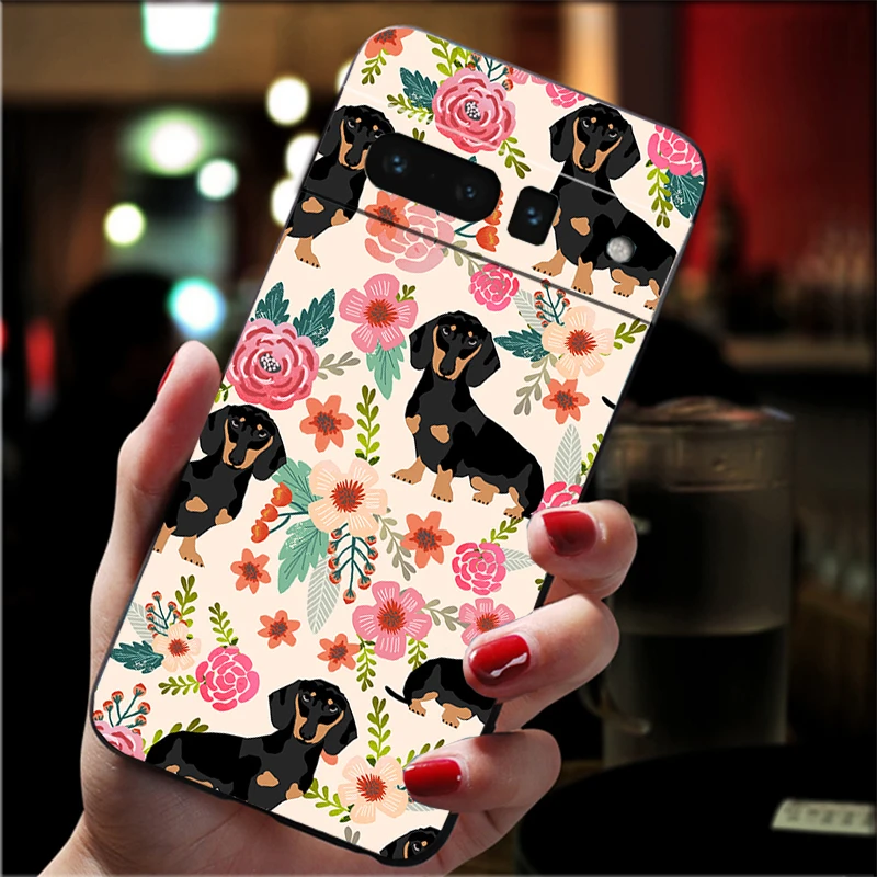 Capa de telefone para google pixel 10 9 pro xl 9a 8 7 6 pro pixel 8a 7a 6a pixel 8 7 6 5 bonito dos desenhos animados dachshund cão