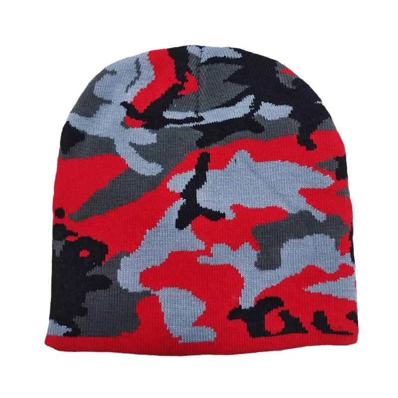 Camouflage Jacquard Knitted Hat Men's and Women's brimless beanie Knitted Hat Hoodie Outdoor Skiing Warm Hat