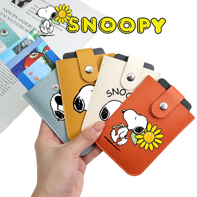 Snoopy Leather Card Sleeve Fashion anime Passport Cover Solid Credit ID Holder Business Unisex Pull-out Design Print Card Case