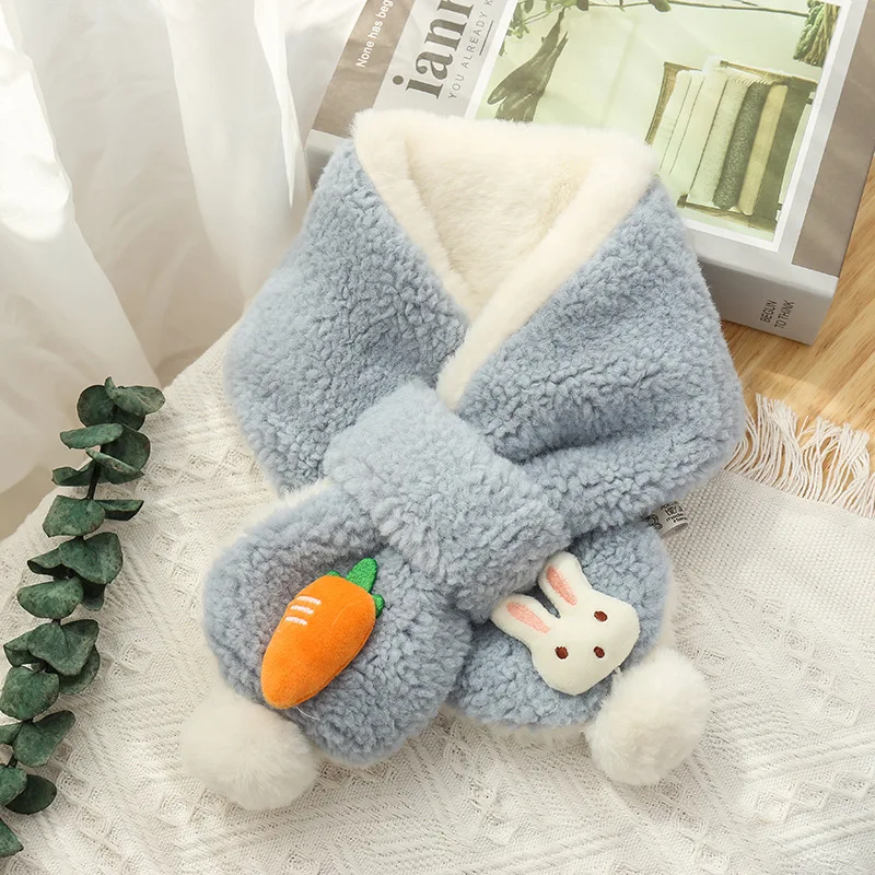Children's Imitation Rose Rabbit Fur Scarf Korean Version Trendy Boys and Girls Fruit Scarf Winter Warm Little Boys and Girls
