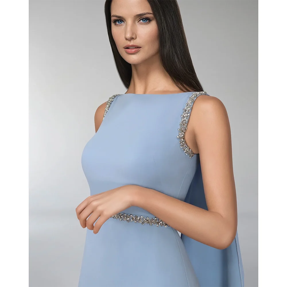 女性のためのカスタマイズされたエレガントなラウンドネックイブニングドレス,地面までの長さのクリスタルジャージー,ウェディングドレス