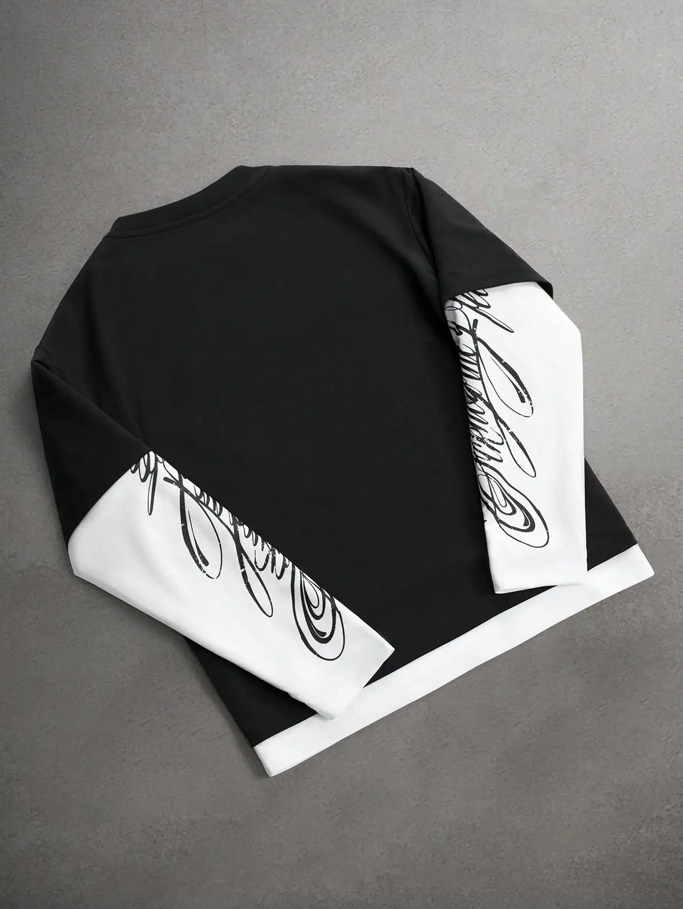 Y2K Streetwear T Shirt Men's Oversized Loose Long Sleeve Graphic Tee Color Block Two Tone Sleeves Letter Print Casual Daily Wear