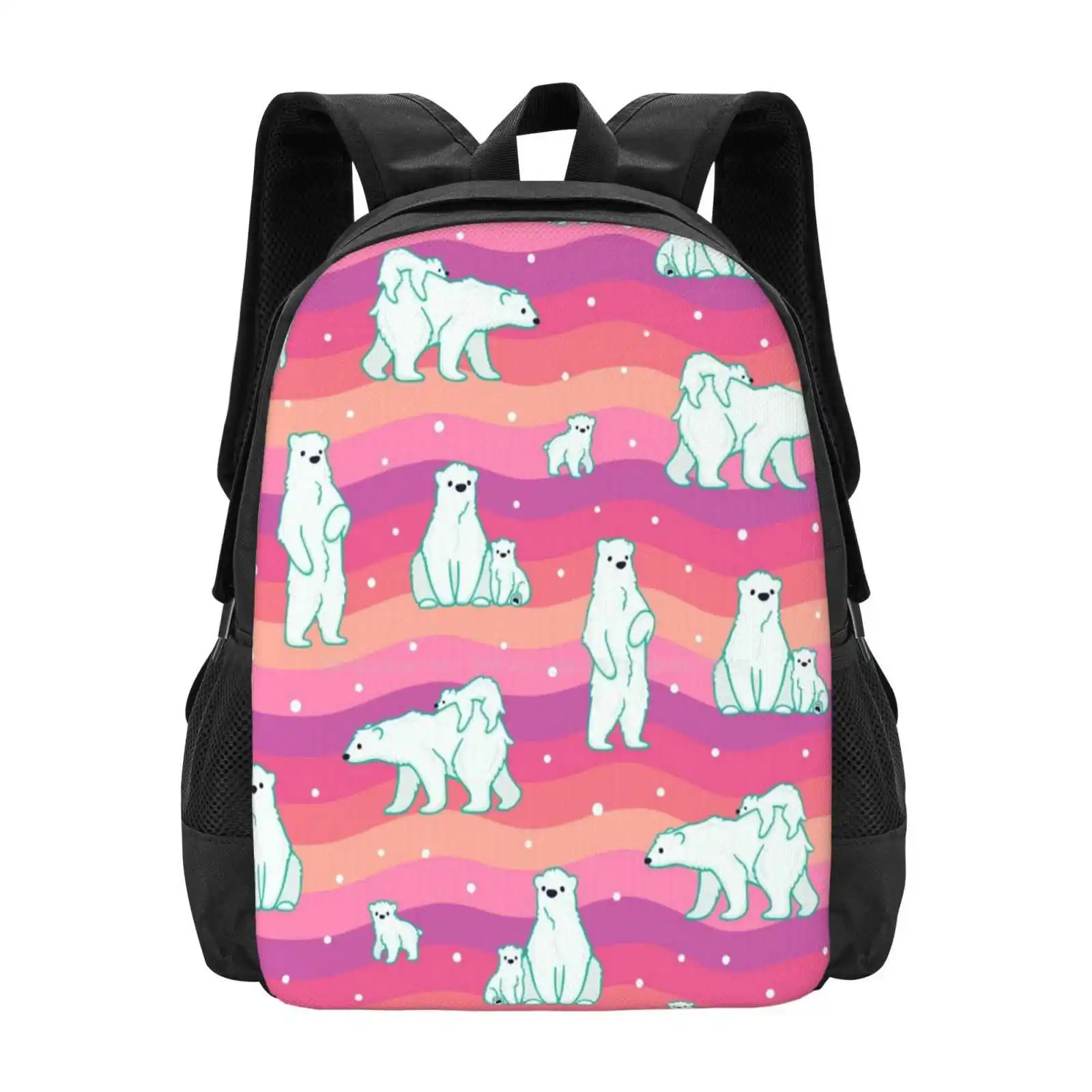 

Polar Sunset New Arrivals Unisex Bags Student Bag Backpack Polar Bear Bears Cute Patterns Arctic Cold Snow Cartoon Pretty