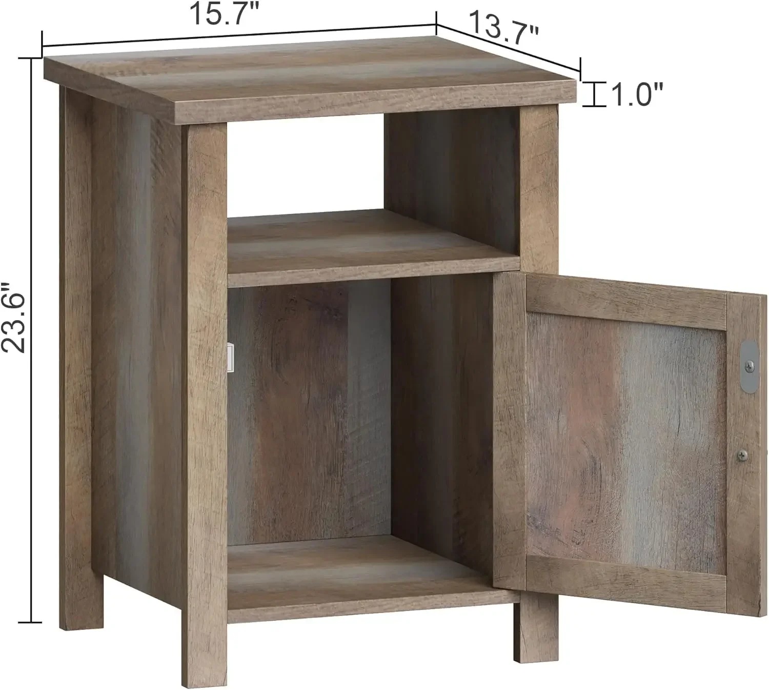 Farmhouse Nightstands Set Of Two Rustic Vintage End Tables With Storage Open Shelf Small Bedside Tables For Bedroom Wash Gray