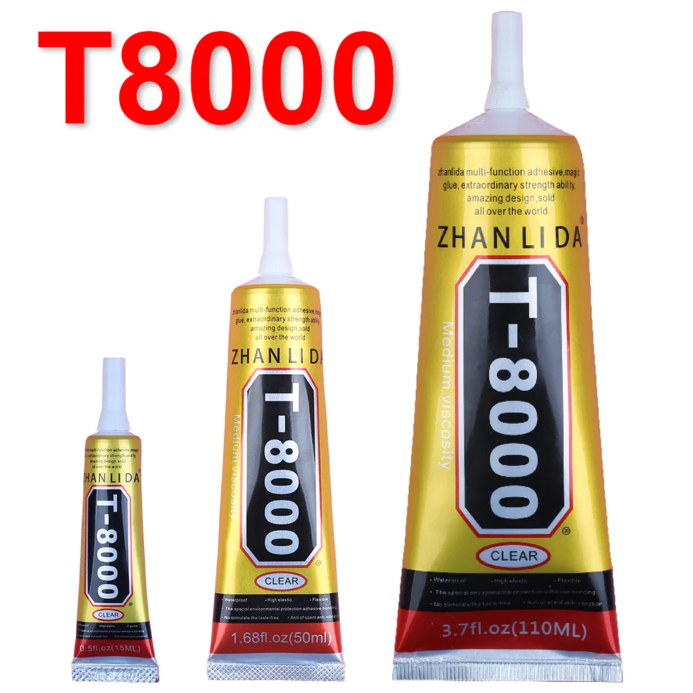 contato transparente cola adesiva t8000 selante reparo telefone claro joias craft fibra componente eletronico 15 ml 50 ml 110ml 01