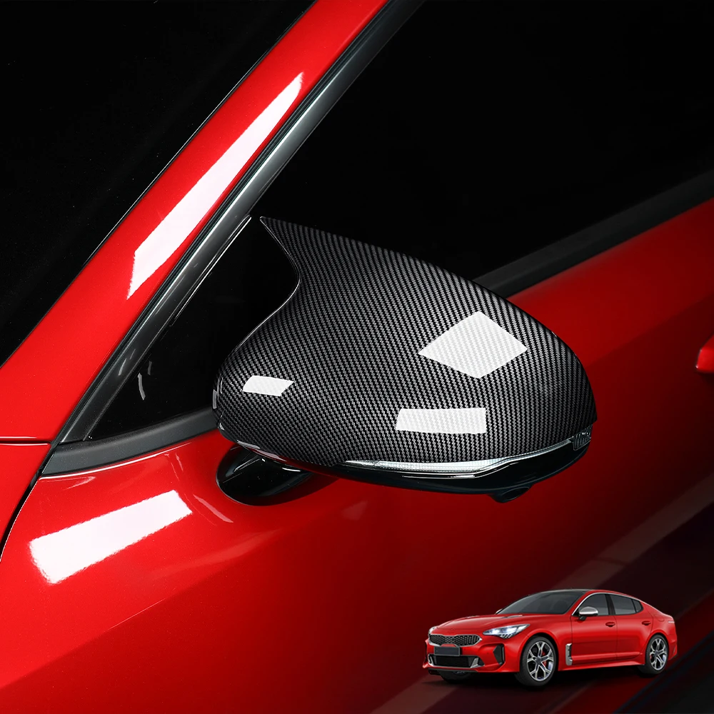 

For KIA Stinger 2018 2019 2020 2021 2022 2023 Rear View Mirror Cover Horn Style Carbon Fiber ABS Rearview Mirror Shell