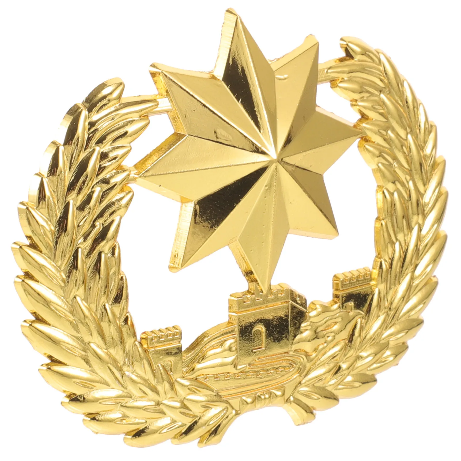 

Gold Octagonal Star Badge Pin Zinc Alloy Diy Hat Badge For Security Uniform Accessory Metal Clothes Decorative Party