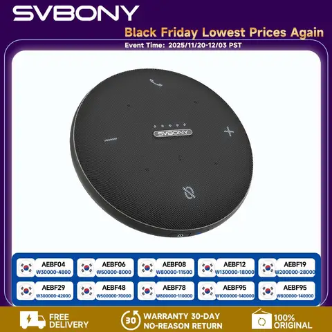 Svbony SVHub Omni2 양방향 AI 노이즈 감소 기능의 전방향 마이크로폰, 오피스 회의용 지능형 전사 시스템