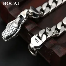 8mm New S925 Sterling Silver Wrist Chain Jewelry 2022 Trendy Snake Head Buckle Bare Body Men's Bracelet Personalized Gift