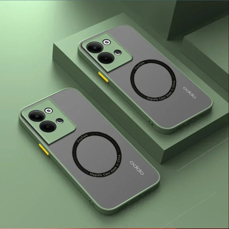 حافظة مغناطيسية فاخرة غير لامعة magasafe ، غطاء شفاف ، شحن لاسلكي ، ممن لهم ، رينو 9 ، 6 ، 7 ، 8 ، 10 برو ، بلس ، A98 ، A78 ، 7z ، 8z ، 8 لايت ، 8 طن