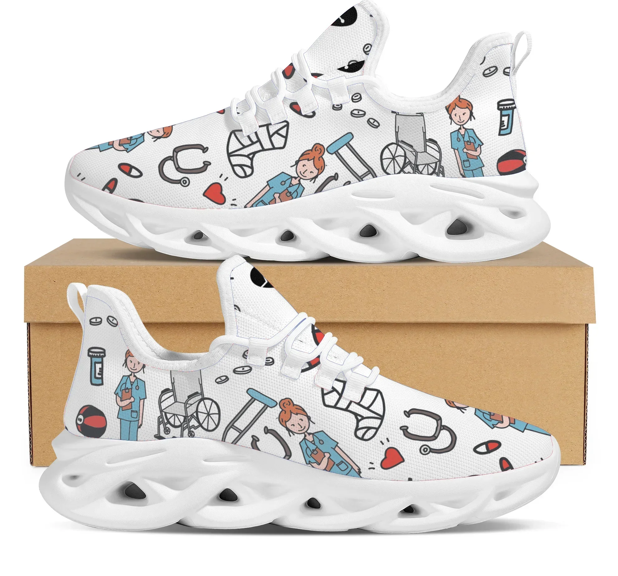 

Cute Cartoon Doctor Nurse Pattern Ladies Chunky Shoes Comfort Sneakers Walking Shoes Women Footwear zapatillas mujer