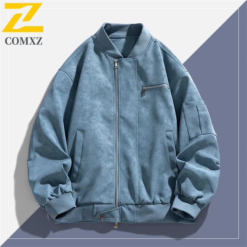 

COMXZ Luxurious Jacket Men Turndown Collar Outdoor Hiking Windproof Coat Premium Streetwear Style Autumn Wear Resistant Garment