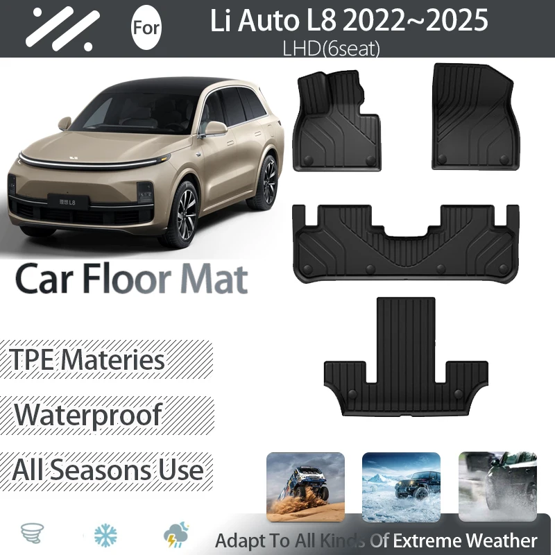 

Car TPE Floor Mats For Li Auto L8 Lixiang L8 2022 2023 2024 2025 6seat Waterproof Pad LHD Cover Foot Carpet Set Auto Accessories