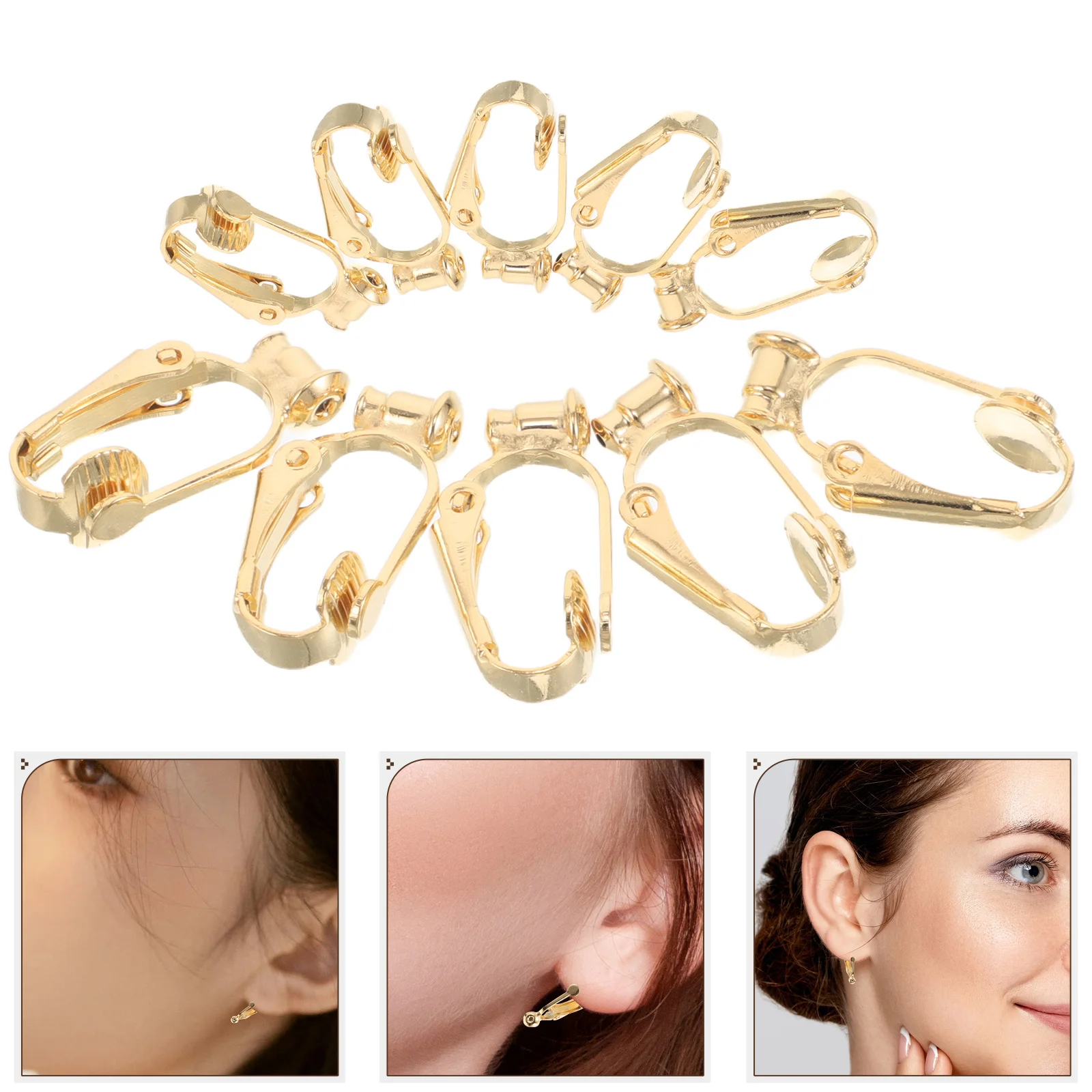 

20Pcs Ear Clip Converter for Women Clip on Earring Adapter No Piercing Ear Cuff Converters DIY Earring Findings Lightweight
