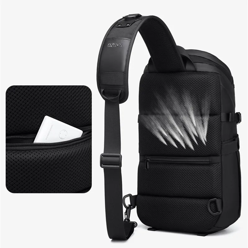 Imagem -06 - Ozuko Bolsa Transversal Impermeável para Homens Bolsa Esportiva de Peito Tática Multifuncional Funcional de 129 Polegadas Tablet