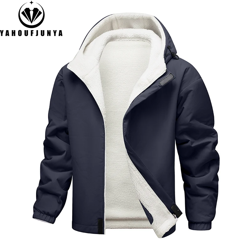 Autumn Winter Men Outdoor Windproof Fleece Warm Sport Jacket Men Hooded Large Size Joggers Casual Fashion Jacket Male Coat Tops