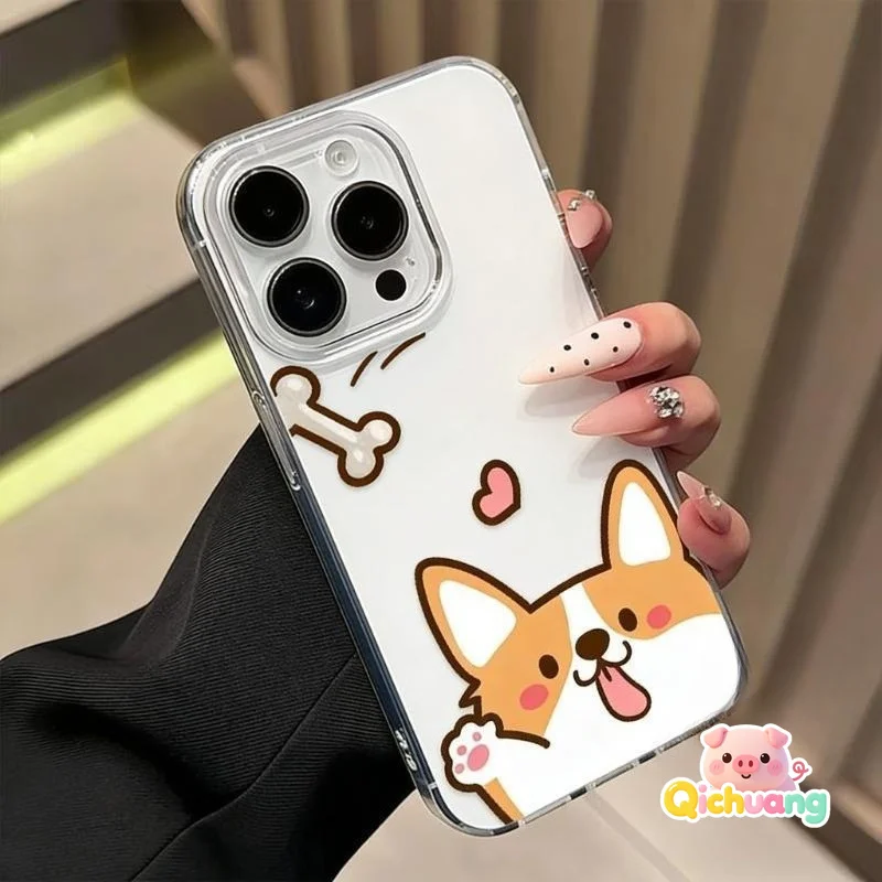 Cute Puppy White Phone Case For Samsung Galaxy A17 A16 M16 F16 A15 M15 F15 A14 M14 F14 A13 M13 A12 M12 A10S M10S Cartoon Cover