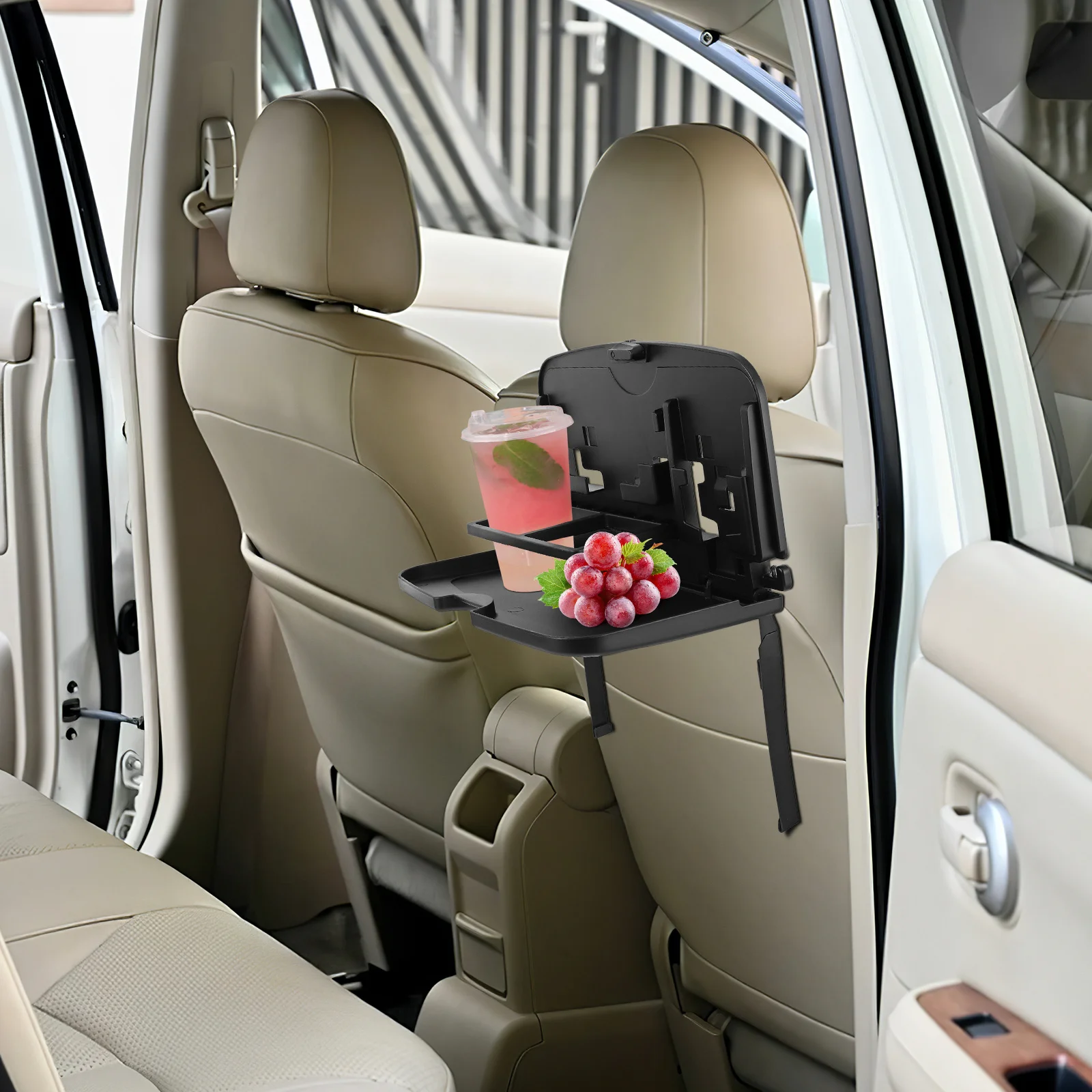 

Seat Cup Holders Car Dining Eating Tray Multifunction Food Black Backseat