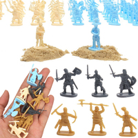 100PCS Medieval Soldiers Model 1:72 Scale Blue Gold Gray Yellow Multiple Postures Miniature DIY War Scene Role-Playing Props ZYF