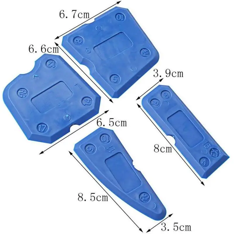 4pcs Silicone Caulking Tool Kit Sealant Spreader Floor Tile Edges Cleaner Caulking Applicator Scraper for Tile Grout Window Door