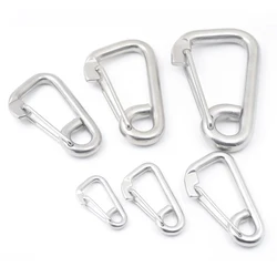 M6 M8 M10 M12 M14 M16 M18 M20 Flat Carabiner Clip Clasp Spring Hook Keyring Buckle Camping Karabiner 304(A2) Stainless Steel