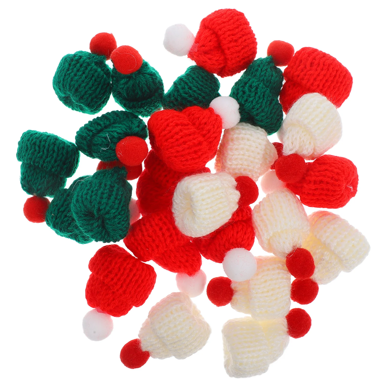 

24 Pcs Letter Woolen Dollhouse Accessories Mini Santa Hats for Dolls Yarn Small Knit Christmas Knitting