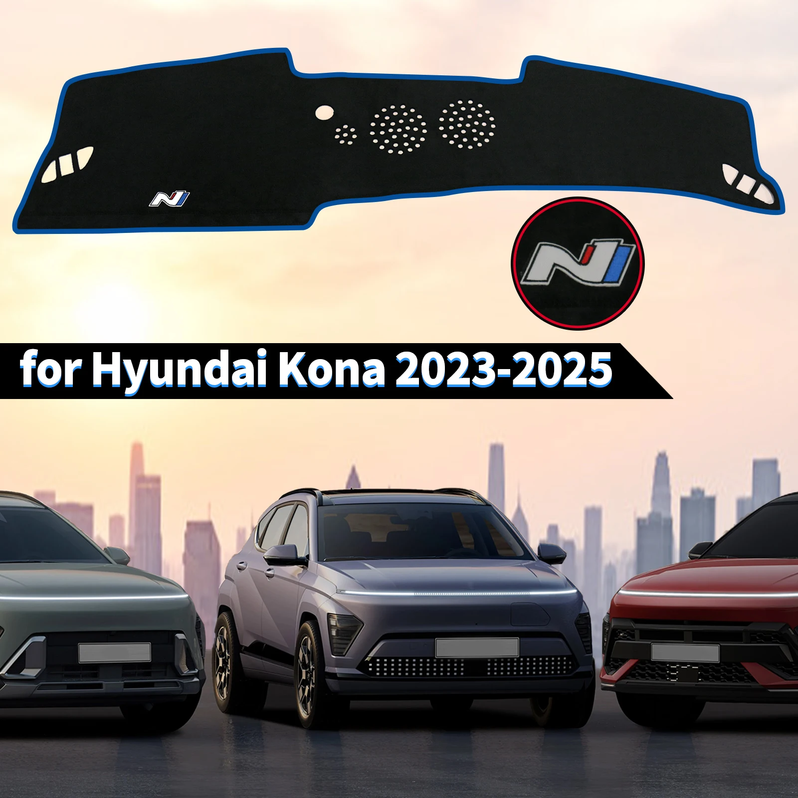 

for Hyundai Kona 2023 2024 2025 N-line Accessories Dashmat Dash Mat Anti-Slip Sunshade Protective Carpet Car Dashboard Cover Pad