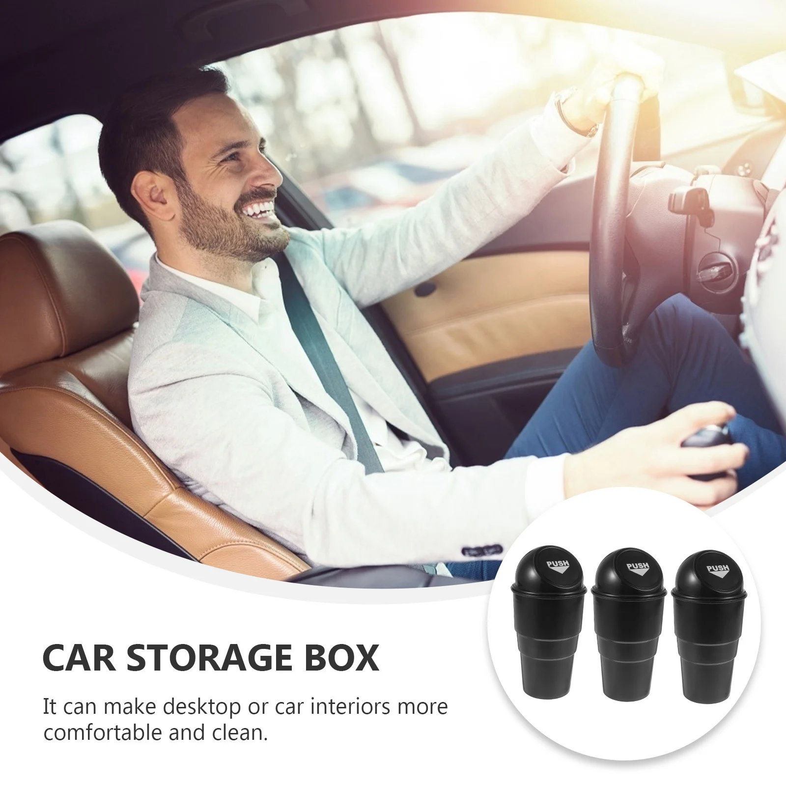 

3Pcs Car Trash Storage Bin Durable Plastic Garbage Can Clean Tidy Organizer Black Car Rubbish Can Rubbish Holder
