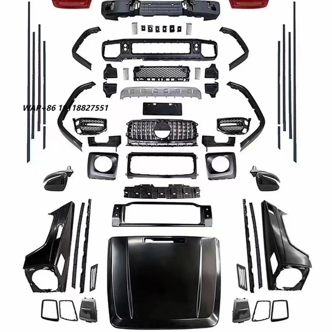 Gloss Black W464 Style Conversion Kit for G-Wagon W463 G500 G63 2004-2018 Night Package Bumper Grille Lights