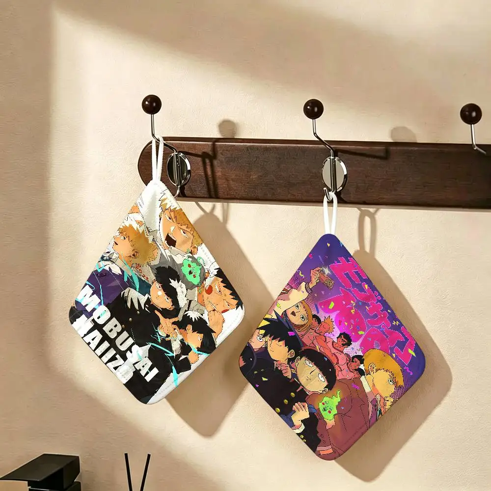 popular anime M-MobS P-PsychoS 100 Polyester Cotton Hand Wiping Towel with Hanging Loop, Lightweight for Home Use