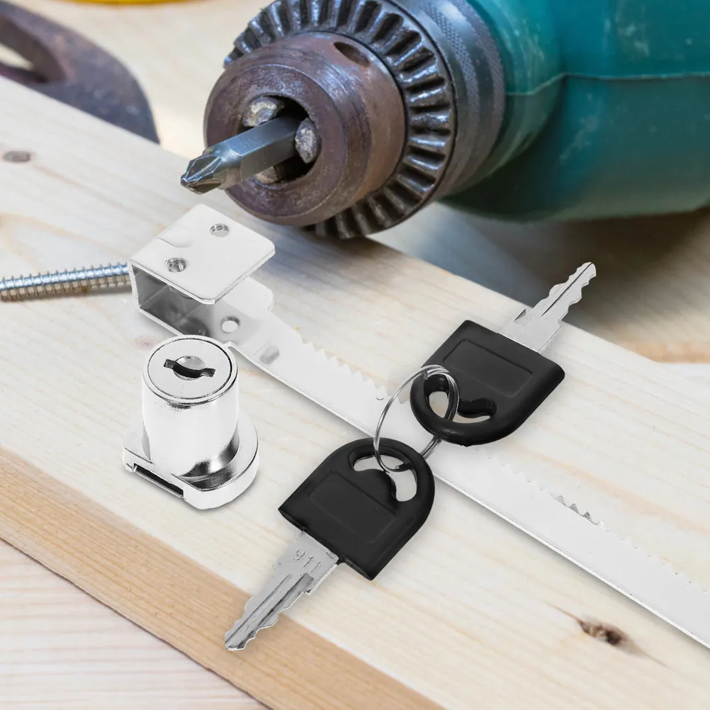 1 Set Sliding Glass Door Ratchet Lock Chrome Plated For Display Cabinet Showcase Terrarium With 2 Keys 2 Screws Accessory Kit