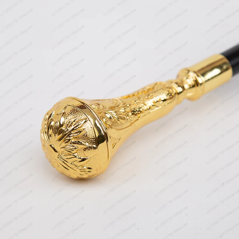 Round Head Pattern Handle GoldLuxury Scepter Decorative Walking Cane Elegant Fashion Cosplay Alloy Crosier Vintage Walking Stick