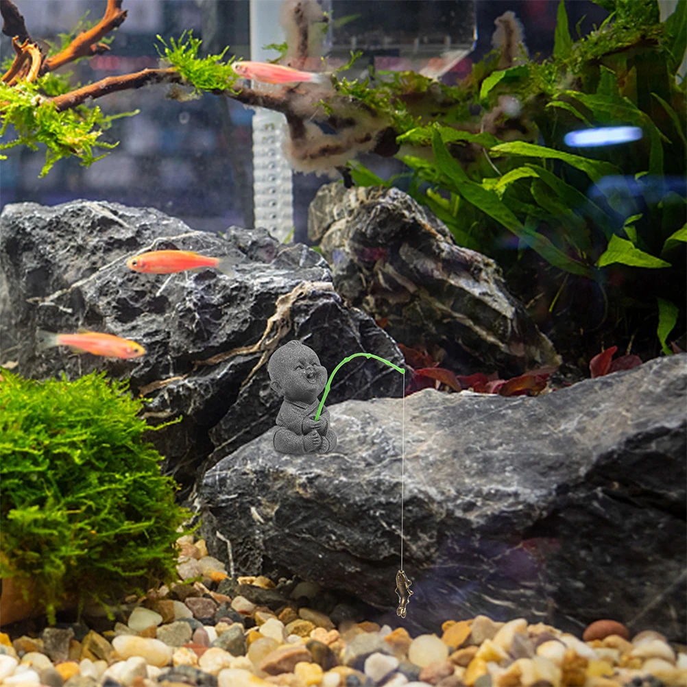 

2Pcs Reliable Sandstone Fisherman Ornaments Realistic Aquarium Decorations Miniature Zen Garden Statues Fish Tank Aesthetics
