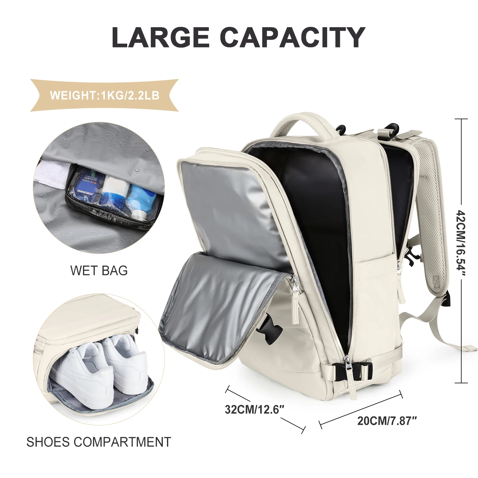 Travel Backpack for Women Men,42x32x20,Carry On Backpack Airline Approved,Waterproof Casual Laptop Backpack for College Business