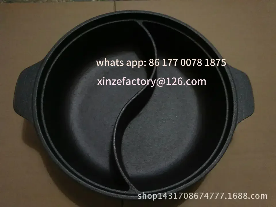 Imagen 7: Olla caliente antiadherente de estilo chino, olla doble holandesa de hierro fundido grueso personalizable, adecuada para varios estufas, artículos para el hogar