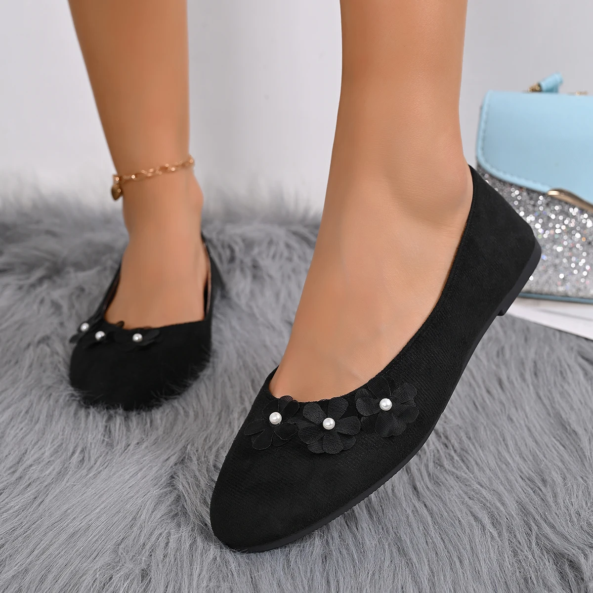Damen-Flachschuhe mit runder Zehenpartie, atmungsaktives Material, neue Sommer-Sneaker 2026, rutschfeste, weiche Sohle, Slip-on-Design, ideal für den täglichen Gebrauch und zum Spazierengehen. – Detail 3