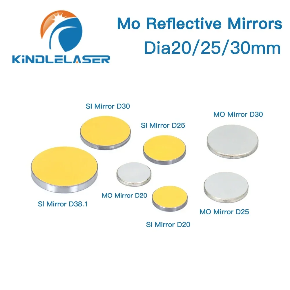 KINDLELASER Co2 Laser Si Mo Reflective Mirrors for Laser Engraver Gold-Plated Silicon Reflector Lenses Diameter 20mm 25mm T3mm