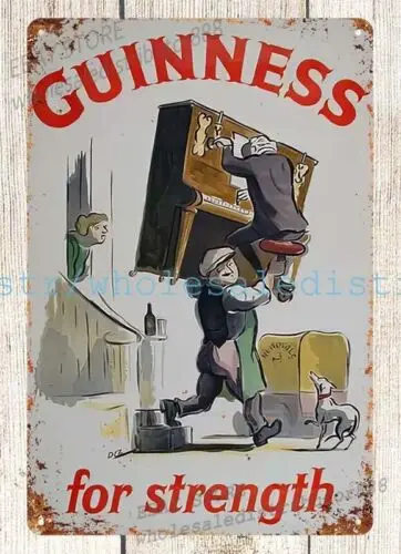 Guinness For Strength piano mover beer metal tin sign  plaque wall art