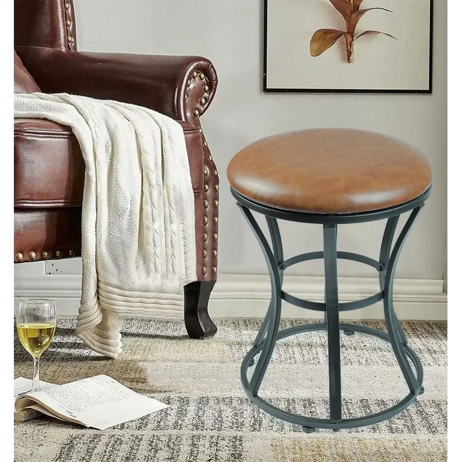 

Stool Chair, Modern Dressing Stool for Makeup Vanity with Black Legs Backless Ottomans Round Seat, for Makeup Room, Bedroom, Bat