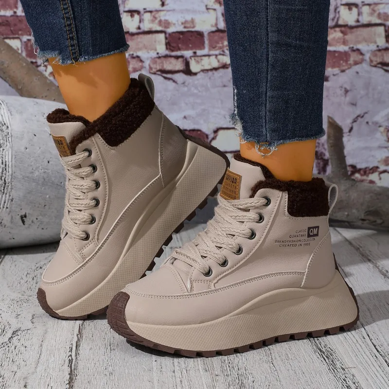 

Women's Winter Versatile Fleece Lined High Top Snow Boots Thick Bottom Warm Cotton Outdoor Resistant Soft Bottom Boot