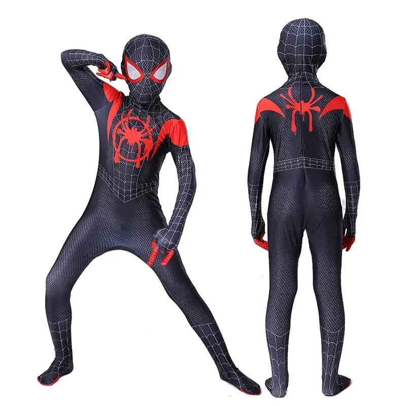 MINISO Spiderman Cosplay Miles Morales Spider Man Jacket Hoodie Costume Bodysuit Zentai Costume Jumpsuit Halloween Outfit